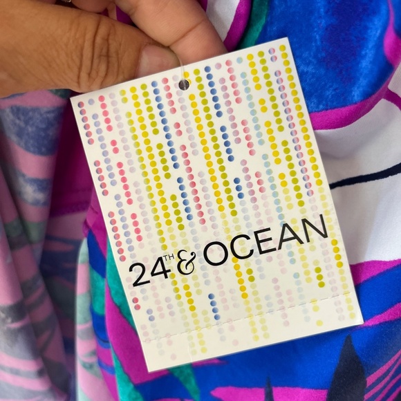 Tankini Plus Sz 18W Tropical Adj Straps Pullover Stretch Top Layered Ruffle - Picture 5 of 8